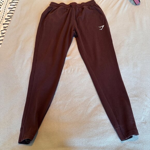Gymshark Pants Mens Medium Joggers Burgundy Pockets Pull On Active - Picture 2 of 9